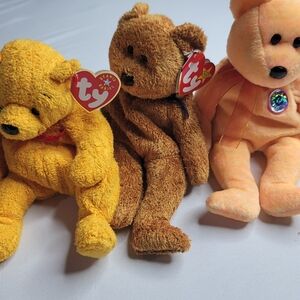 Ty Beanie Babies Plush Toy Set - Yellow, Brown, and Orange